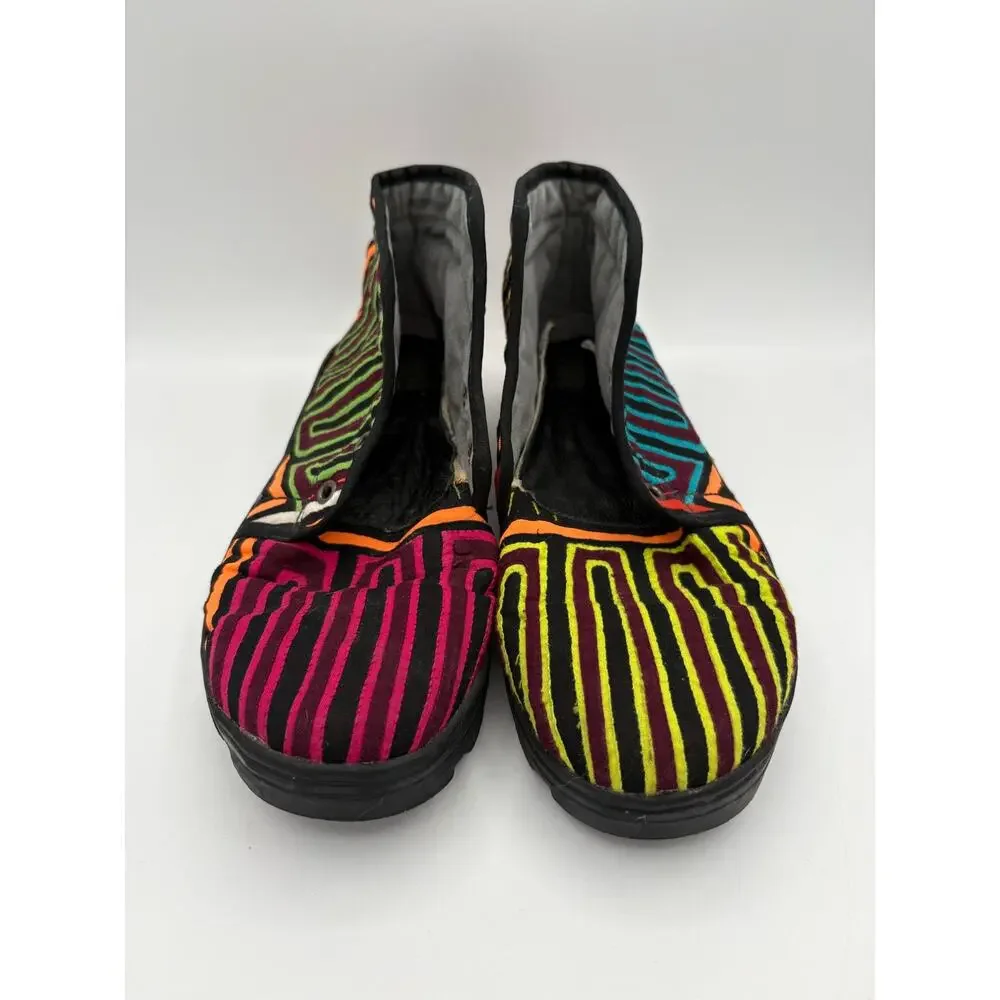 Mola Skywalker Ankle Boots Molas4u Striped Artisan Made Unique Wearable Art